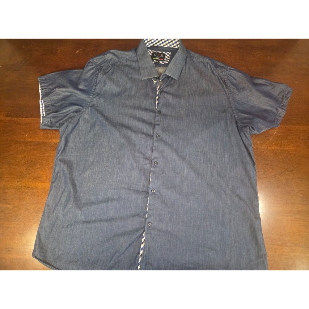 Azaro Uomo Italian Collection 2XL Mens Denim Short Sleeve Shirt